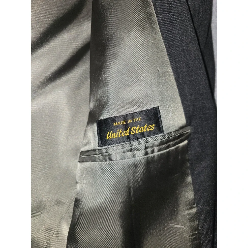Tailors Row Deansgate Mens Worsted Wool Suit Charcoal Gray 2 Button 45R 35W